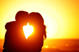 loving couple beach sunset